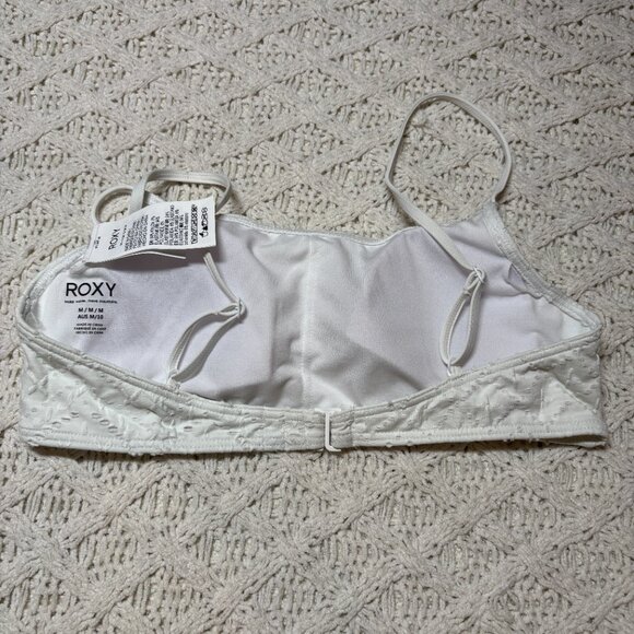 Roxy White Embroidered Bralette Bikini Top Eyelet Detail – Women’s M - Picture 5 of 6